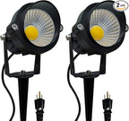LED Outdoor Landscape Spotlight - 120V 12W Warm White Waterproof Spot Lights for Yard House Flag Tree, Lighting Decorations for Christmas Halloween(2 Pack)