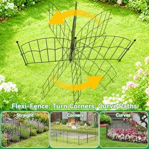 gotgelif 25 panels decorative arched garden fence, 17''x27, side view