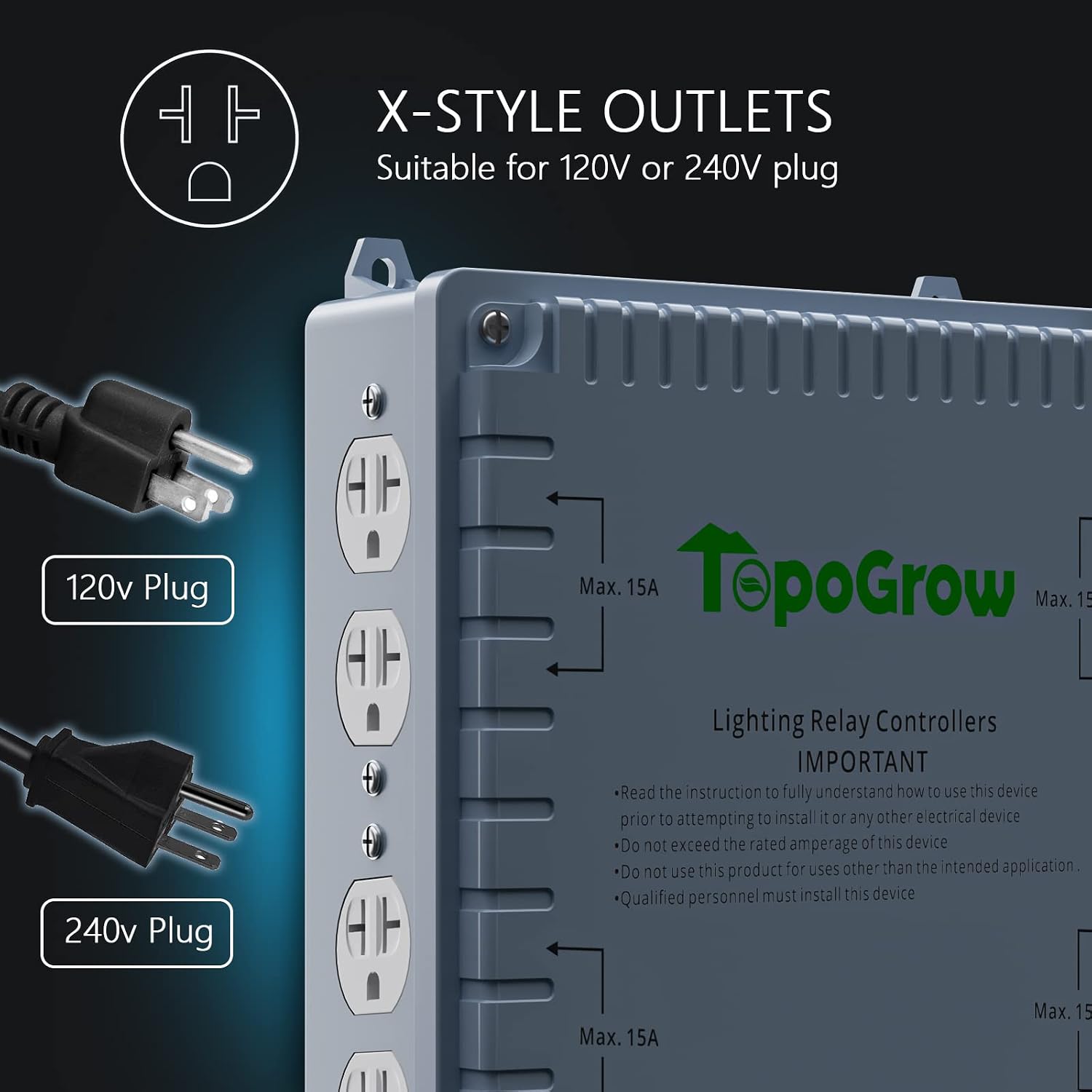 8-Lighting Relay Controller with Trigger Cord 8-Outlet Relay Controller Maximum 8000W for Hydroponics Indoor Double Ended HID Grow Light and Hydroponics System