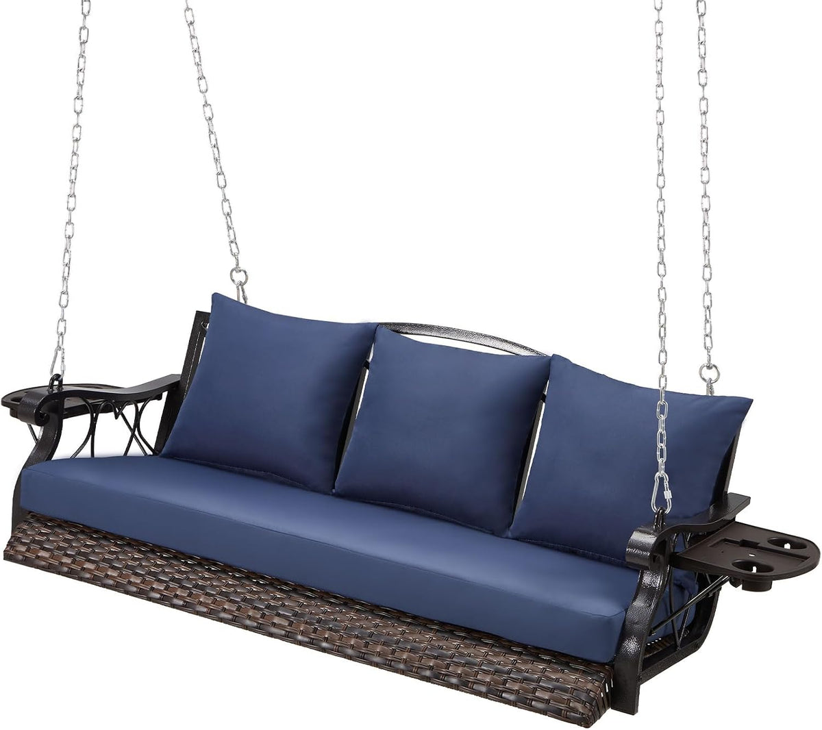 zzw 3-person wicker porch swing chair heavy duty, main product view