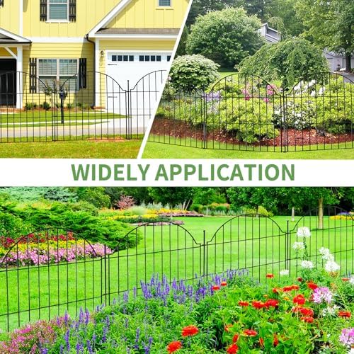 10 panels no dig decorative outdoor garden fence showing dimensions