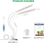 Aumtrly Plant Lights for Indoor Growing, 2 Head White Clip on Grow Lamp | 114 LED Full Spectrum, for Seed Starting, 6/12/16H Timer, 5 Dimming, 3 Light Modes, Flexible Gooseneck, Use Desk and Shelves