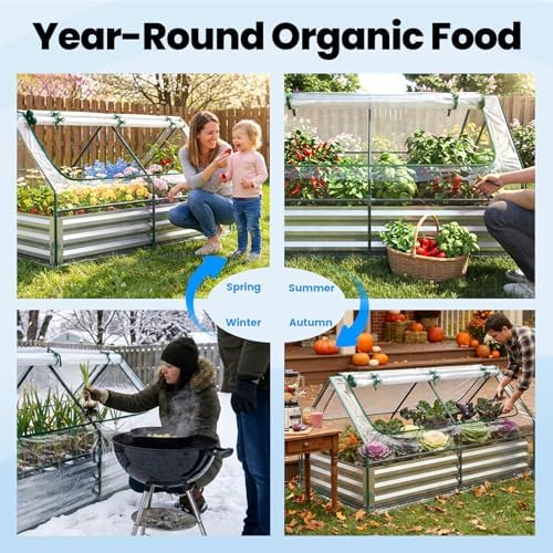 quictent 6x3x1ft galvanized raised garden bed with cover, side view