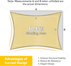 Artpuch Waterproof Sun Shade Sail, 12'x16' Sand Rectangular, UV Resistant Rain Canopy, Curved Edges Shade Cloth for Outdoor Patio, Deck, Yard (Customizable)