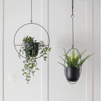 2 Pcs Hanging Planters for Indoor and Outdoor Plants with Hooks and Chains, Metal Modern Wall Ceiling Planter Hangers Minimalist Flower Pot Holder Basket for Home Decor(Black)