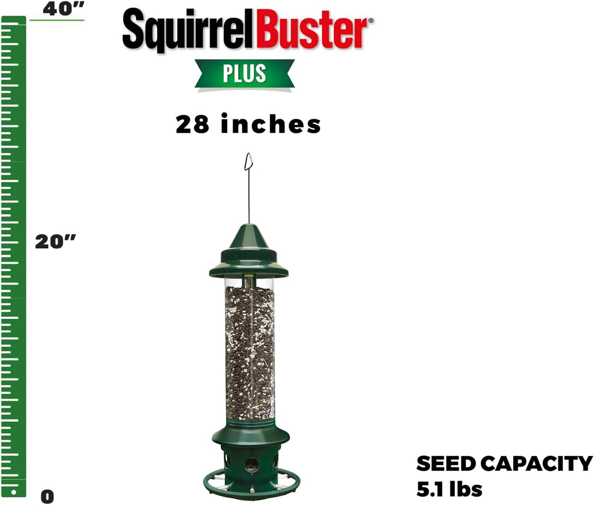 squirrel buster plus squirrel-proof bird feeder w/cardinal ring, view 10