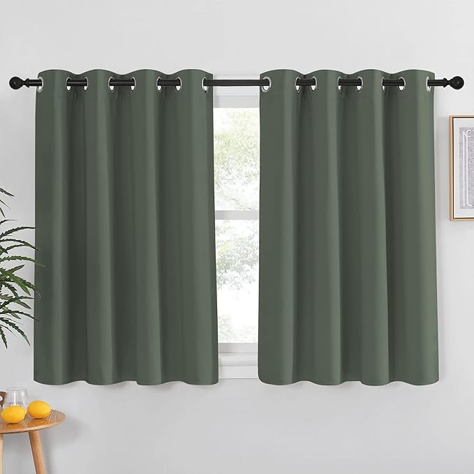 NICETOWN Blackout Curtain for Kids Room - Triple Weave Microfiber Home Thermal Insulated Solid Ring Top Blackout Panel/Drape for Bedroom(Dark Mallard, 1 Panel, 52 x 54 inches)