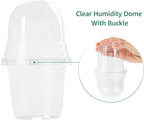 MIXC Clear Plant Nursery Pots with Humidity Dome 4" Soft Transparent Plastic Gardening Pot Planting Containers Cups Planter Small Starter Seed Starting Trays for Seedling with 10pcs Plant Labels
