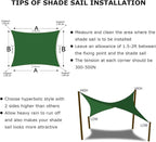 KANAGAWA 9'X12' Dark Green Custom Size Sun Shade Sail Rectangle UV Block Canopy Cover for Patio Backyard Lawn Garden Outdoor (Customized Available)