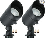 Lumina Lighting® 5W Landscape Lighting 12V Landscape Lights Low Voltage Landscape Spotlights Warm White Waterproof Outdoor Replaceable LED Bulb for Garden,Lawn,Porch,Patio and Yard (Black) (2-Pack)