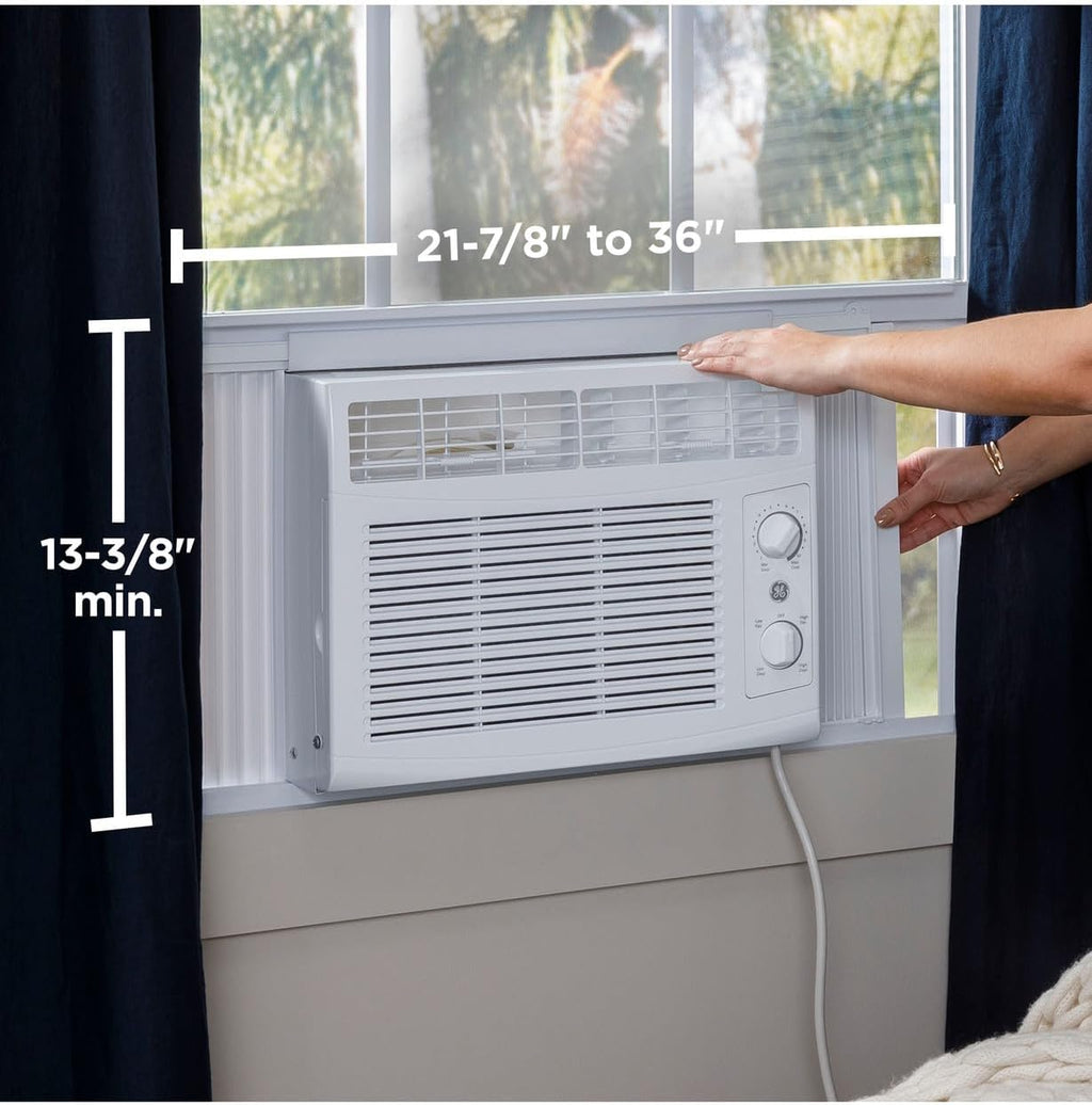ge 5,000 btu mechanical window air conditioner for, close-up detail