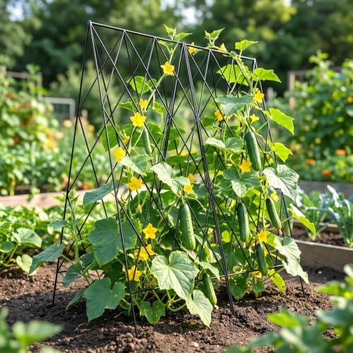 docred 39.4" h cucumber trellis, 2 pack foldable, side view