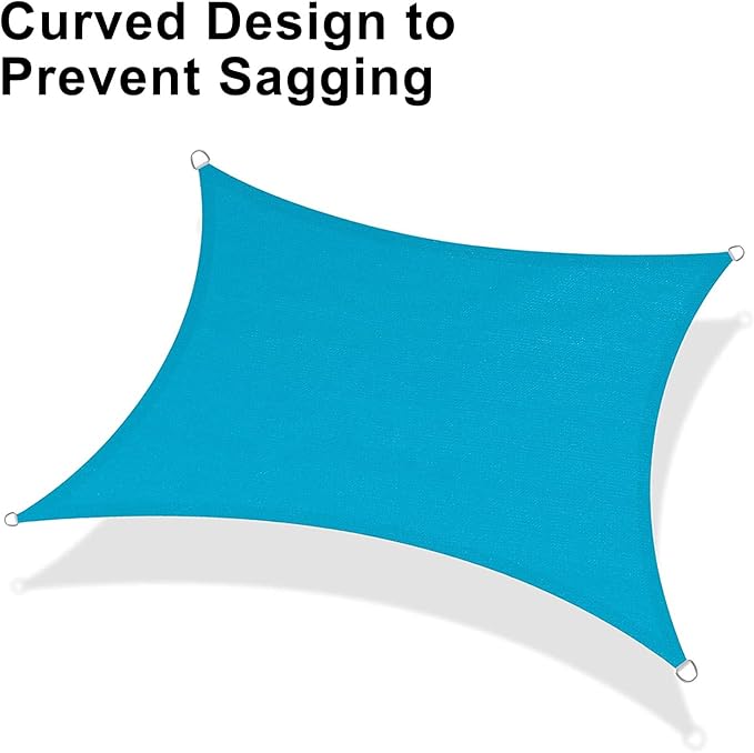 LOVE STORY Custom Size 14'x24' Turquoise Blue Sun Shade Sail Rectangle UV Block Canopy Patio Sail Sunshades Fabric for Outdoor Garden Carport (We Make Custom Size)