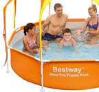 Bestway 56543E Splash in Shade 8 Foot x 20 Inch Outdoor Family Kids Spray Play Swimming Pool and Canopy with Water Sprayer