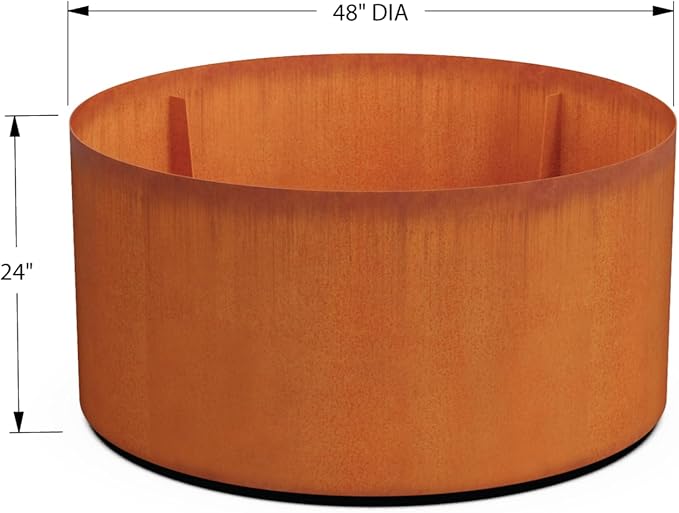 PLANTERCRAFT Corten Steel Metal Planter Box, Round Sizes, Modern Garden Steel planters for Commercial and Residential Outdoor Use.