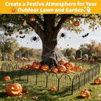 decorative garden fence 17in x 10ft,10 panels,metal halloween showing dimensions