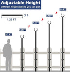 10FT String Light Pole for Outdoor, Heavy Duty Metal Lighting Stand Pole for Deck Fence Railing Backyard Patio Holiday Wedding Party Decorations (1 Pack)
