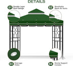 10x10 Canopy Replacement Top Double Tiered Gazebo Cover for Yard, Patio & Garden Durable Sunshade Replacement (Green with lace)