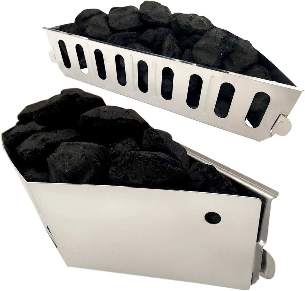 Stainless Steel Charcoal Basket- BBQ Grilling Accessories for Grills and 22” Kettles- Heavy Duty Char-Basket for Briquette, Wood Chips- Charcoal Grill Accessories (Set of 2)