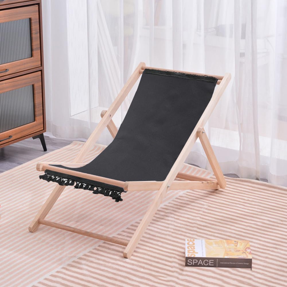 GORGECRAFT 1pc Beach Sling Chair Replacement Canvas 47.2x17.3 Inch Lounge Chair Replacement Fabric with Fringe Black Chair Fabric Reclining Sling Replacement for Sunbathing Courtyard Patio Outdoor