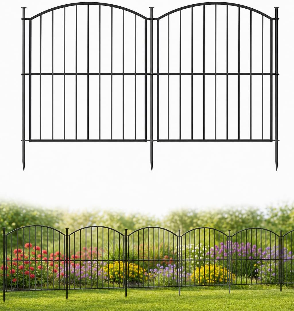 decorative metal garden fence, 48in(h) no-dig flower bed, main product view