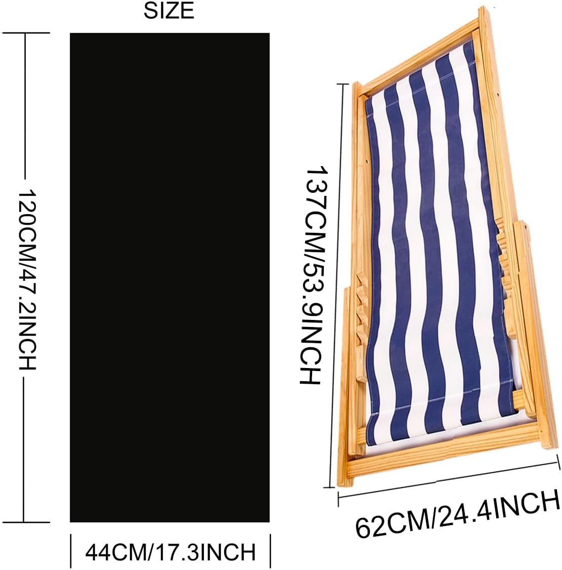 TBACW Chair Replacement Canvas, Beige, 47.24x17.32in, 220lbs Capacity-Only Cloth for Patio Lounge Beach Reclining Sling Chair | 47" x 17" Size, Beach Sling Fabric, Indoor Outdoor Use, No Wooden Frame Needed