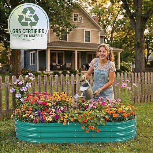 rakukiri raised garden bed grs certified galvanized planter on a desk or shelf