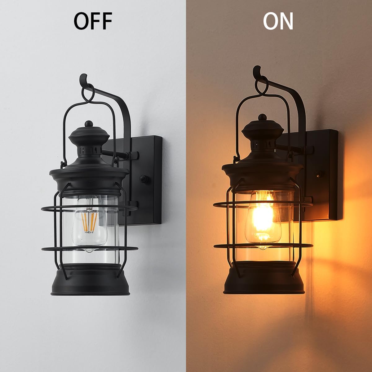 ylong-zs black farmhouse wall sconce, rustic lantern wall, close-up detail