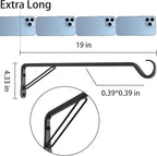 2 Pack Extra Long 18 Inch Heavy-Duty Rust-Resistant Solid Steel Plant Hangers and Bird Feeder Hangers for Indoor and Outdoor Decor, Wall Hooks