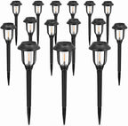 Solar Lights Outdoor 12 Pack, Solar Pathway Lights Warm White, Waterproof Auto On/Off Solar Powered Garden Lights for Yard Landscape, Walkway, Path, Driveway Decor