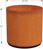 Plantercraft Large Round Planters for Outdoor Plants 20x20 Inch - Corten Steel Planter, Heavy Duty Modern Metal Pot for Front Porch, Patio & Garden Decor | Develops Natural Rust Patina