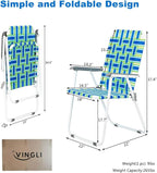VINGLI Patio Lawn Webbed Folding Chairs Set of 2, Outdoor Beach Portable Lawn Chair Camping Chair Beach Chair for Yard, Garden Dining (Blue, Classic)