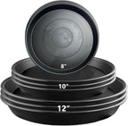 9 Pack Black Plant Pot Saucers, 8 10 12 Inch Heavy Duty PP Trays | Plant Watering Trays for Indoor & Outdoor Flower Pots