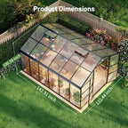 10x12 ft greenhouse with hygrometer, windproof uv protection shown in use