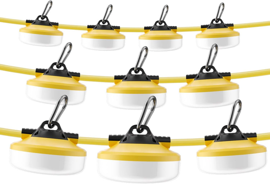 LED Construction String Lights 100FT, 10000 LM, 5000K Daylight LED String Work Lights, 100W Temporary Lighting for Job Site Outdoor Indoor, IP65 Waterproof Temporary Construction Lights, ETL Listed