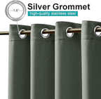 NICETOWN 2 Panels Greyish Green Outdoor Curtains for Patio Waterproof, Rustproof Grommet Blackout Indoor Outdoor Drapes Thermal Privacy Window Treatments for Pergola/Porch, W52 x L72