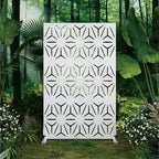 qinptwut 72" metal privacy screen, outdoor freestanding privacy showing dimensions