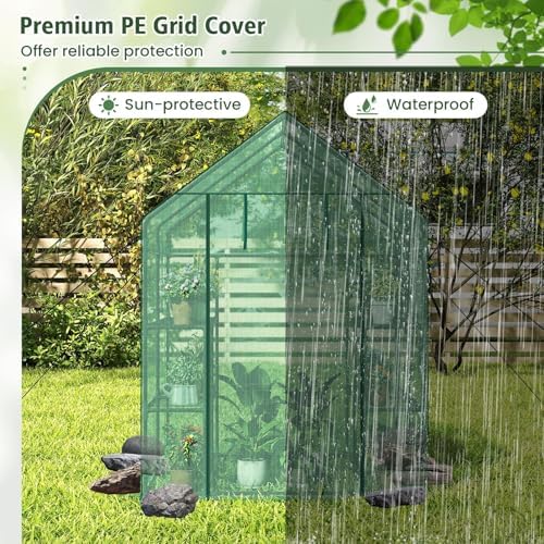giantex walk-in greenhouse, gardening plant tent with roll-up, close-up detail