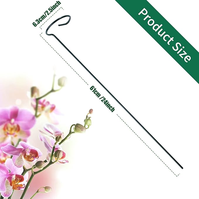 20 Pack Plant Support Stakes with 24 Pcs Plant Clips, Garden Single Stem Support Stake, Plant Cage Support Ring for Indoor Outdoor Flowers Rose Amaryllis Tomatoes Peony Lily Orchid (24 Inch)