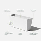 Veradek Midori Long Trough Planter (White, 31 inch - 2 Pack with 2 Saucer Trays)