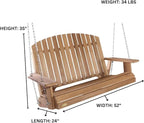 All Things Cedar PS50 Adirondack Outdoor Swing | 4-ft Cedar Porch Swing | Unmatched Craftsmanship, Durable Garden Swing | Spacious Seat, Compatible with A-Frame and Pergola Arbor | 52x24x35