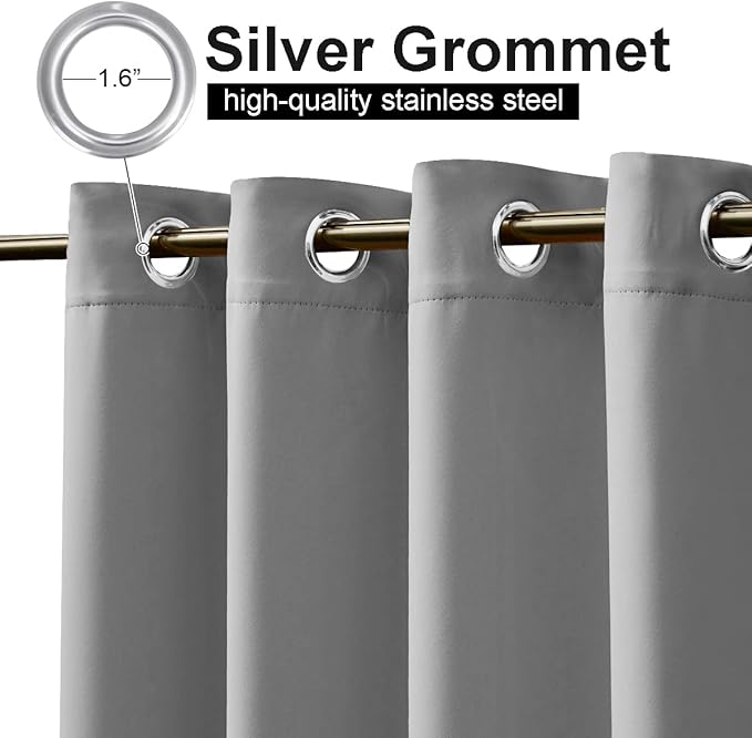 NICETOWN Outdoor Patio Curtains Extra Wide 84 in, Waterproof & Windproof Patio Shades, Rustproof Top and Bottom Grommet Thermal Insulated Drape for Porch/Cabana, Silver Gray, 2 Pieces, W84 x L95