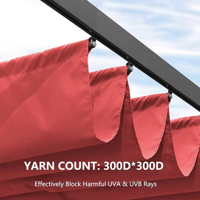 Pergola Shade Cover Replacement Canopy Top Compatible with 10 X 10 ft 6-Bar Pergola Frames - Red (Canopy Size 116" W x 95" L, Canopy Top Only)