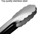 600℉ Heat Resistant Kitchen Tongs with Locking, Set of 9-inch and 12-inch Stainless Steel Metal Cooking Tongs with Non-Slip Grip, Perfect for Grilling, Barbecue (BBQ) and More