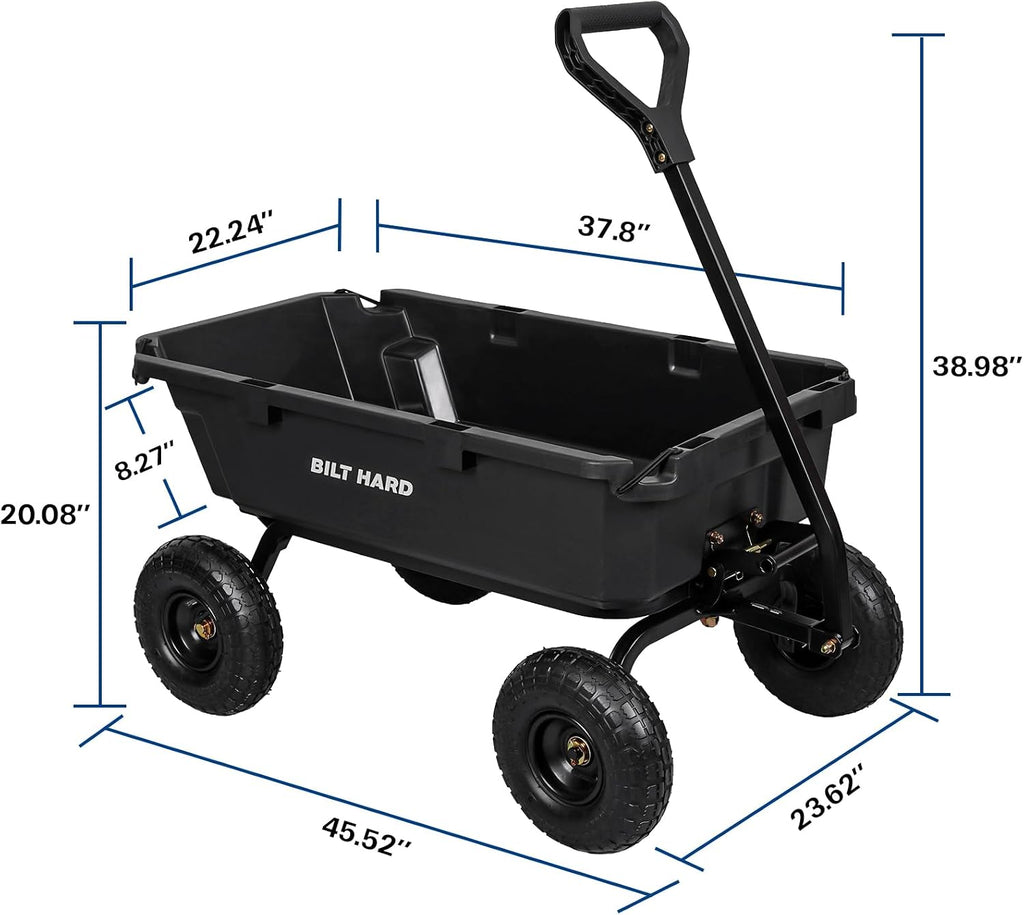bilt hard 900 lbs poly garden dump cart on a desk or shelf