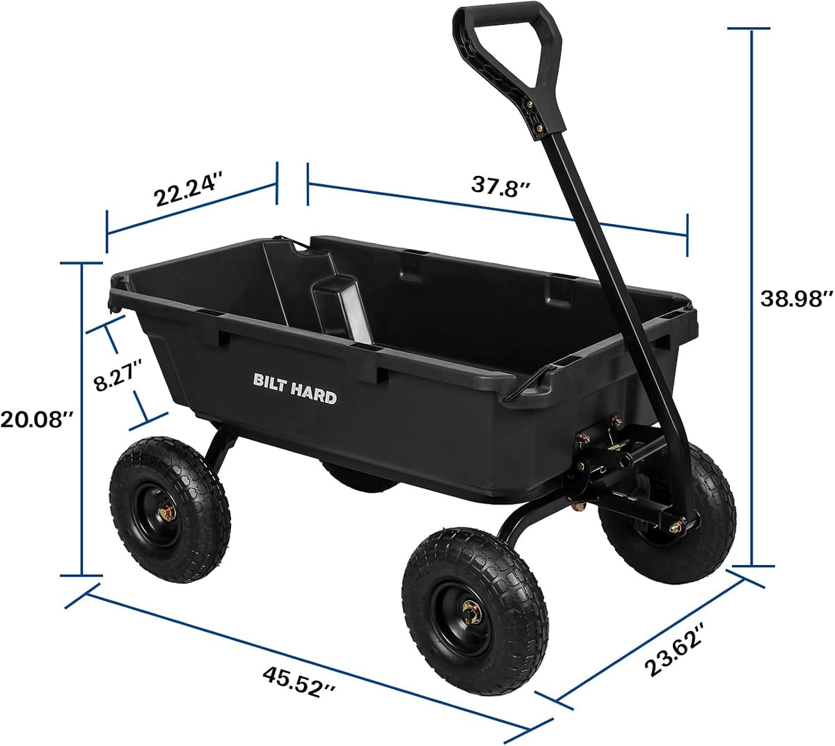 bilt hard 900 lbs poly garden dump cart on a desk or shelf