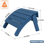 YEFU Folding Adirondack Ottoman Outdoor Set of 2, Navy Blue | Fade and Rust Resistant Footstool for Adirondack Chair, All-Weather Foot Rest for Outside Patio Garden Lawn Pool Backyard