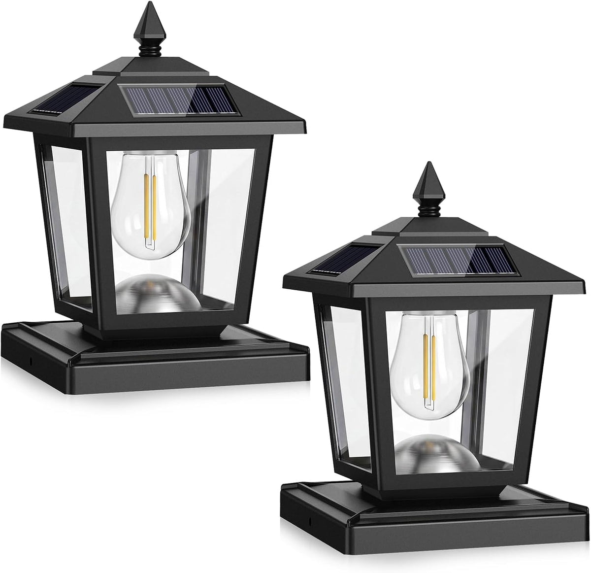 peasur 2 pack solar post cap lights outdoor, main product view