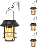solar lanterns outdoor waterproof, metal hanging lantern, black, main product view