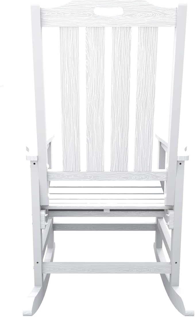Oversized Rocking Chair, Outdoor Rocking Chair for Adults, All Weather Resistant Porch Rocker for Lawn Garden, White